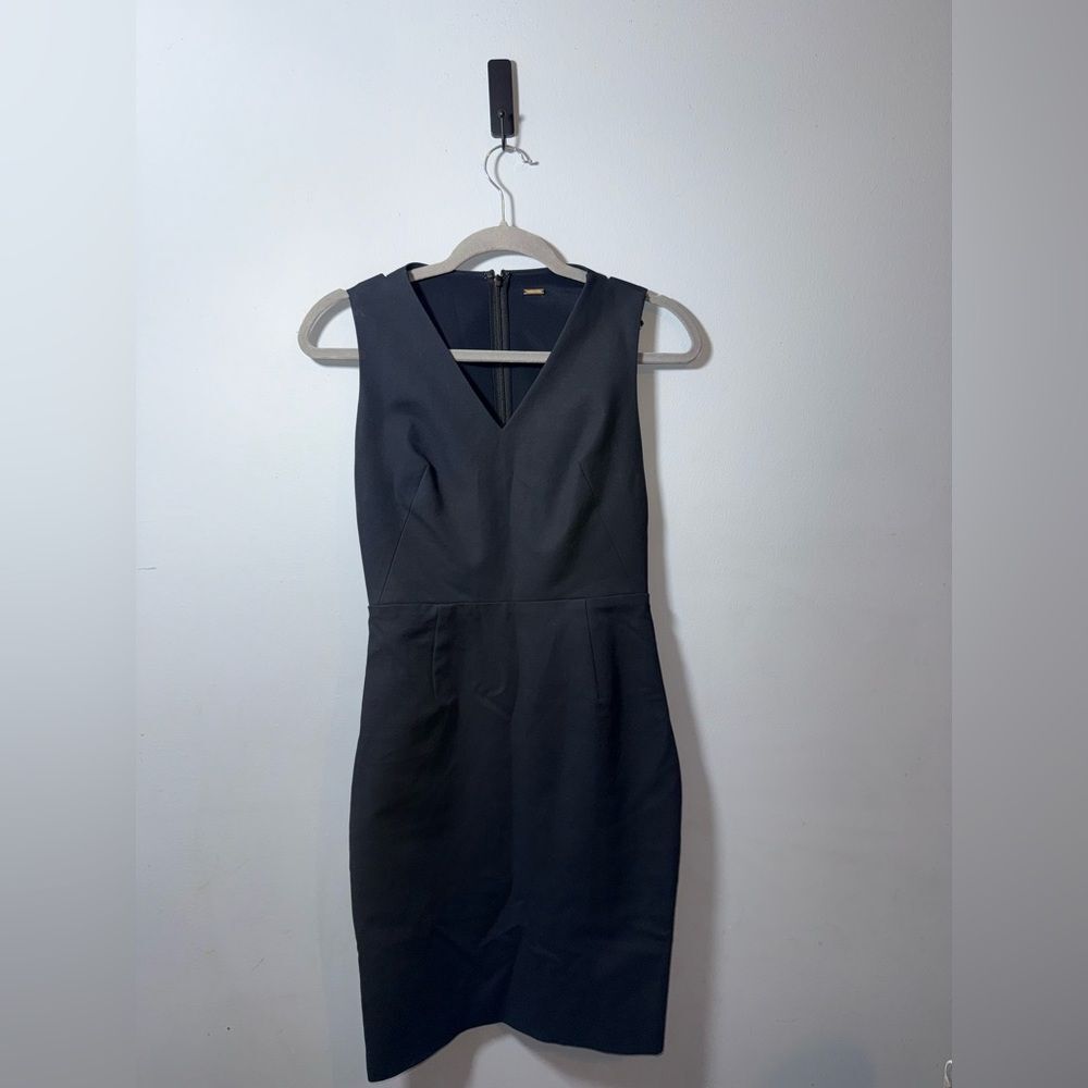 ADAM LIPPES Dark Navy Slit Detailed back Sheath Cocktail Dress 0 EUC event party